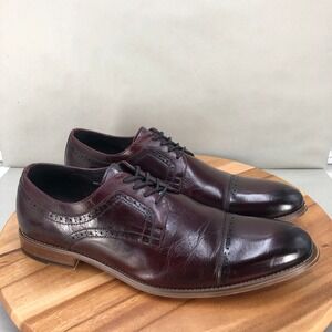 Stacy Adams Fletcher Mens Leather Memory Foam Oxford Dress Shoes Burgundy 10.5 W